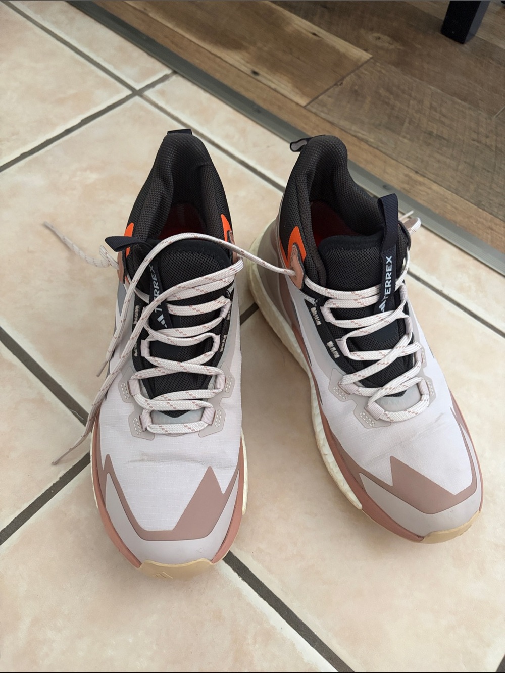 adidas Men’s Sneakers - Light Pink with Orange and Black Accents